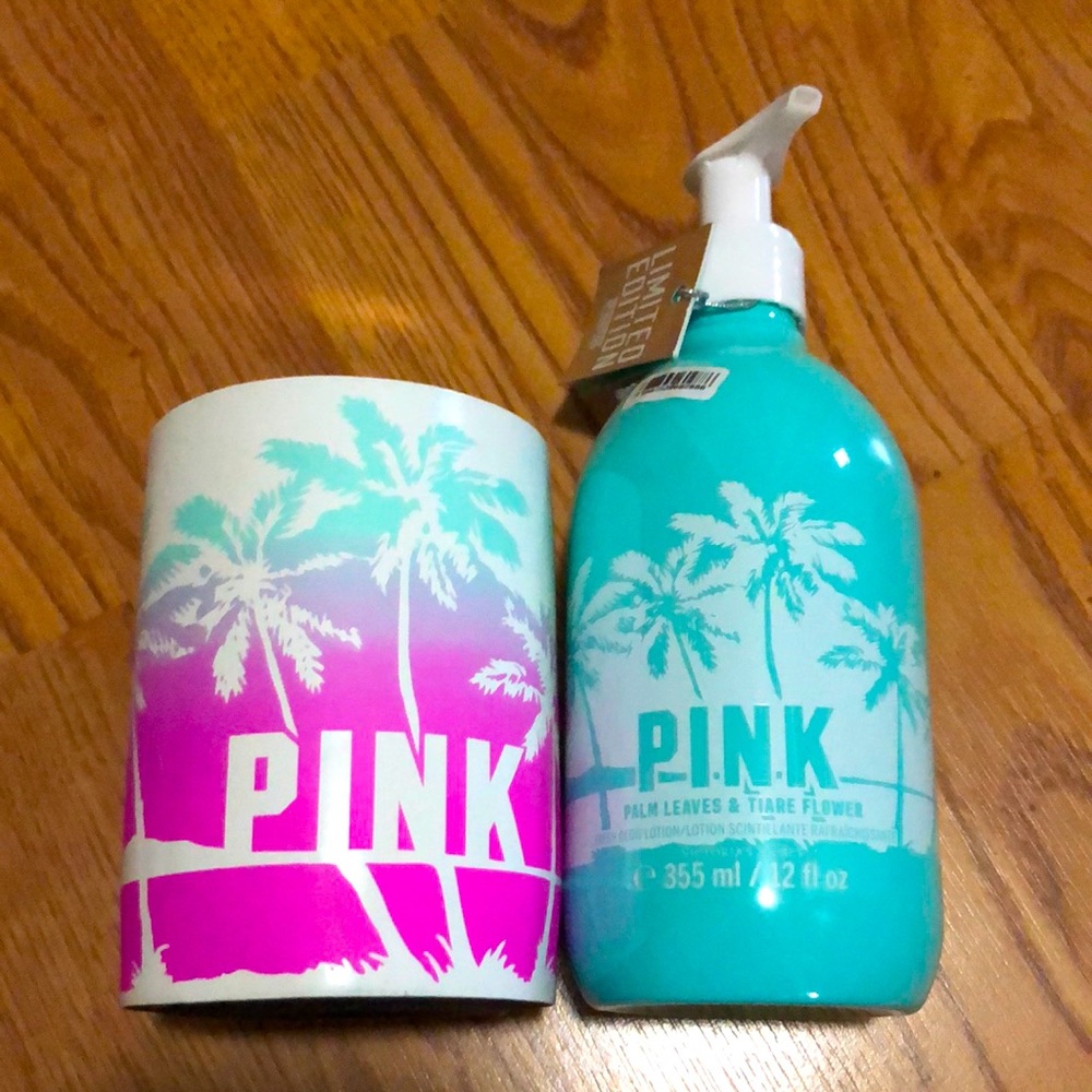 PINK Victoria’s Secret Fresh Glow Lotion + Koozie